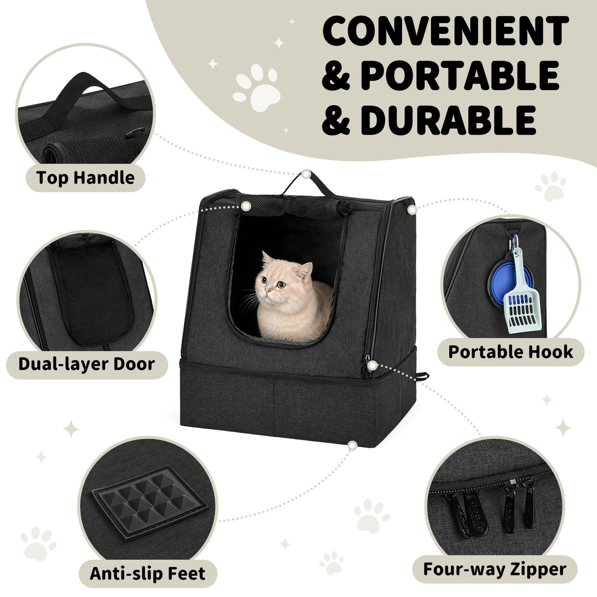 apollowalker-Portable Cat Litter Box with Waterproof Bag and Lid
