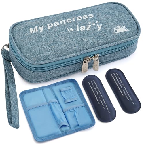 apollowalker-apollo walker Insulin Cooler Travel Case with Ice Packs and Insulation TSA Approved Includes 2 x 90g ice packs for 9-hour cooling insulin pens & syringes for Diabetics to Carry (Grey)