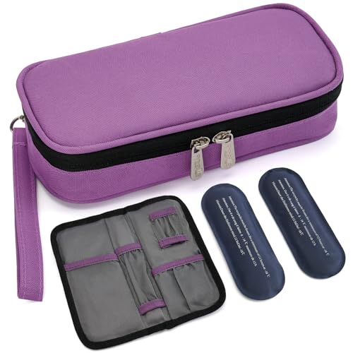 apollowalker-apollo walker Insulin Cooler Travel Case with Ice Packs and Insulation TSA Approved Includes 2 x 90g ice packs for 9-hour cooling insulin pens & syringes for Diabetics to Carry (Grey)