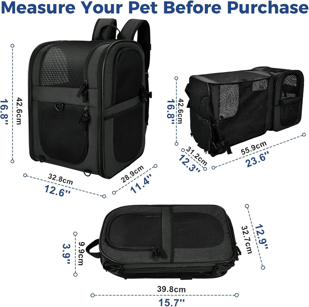apollowalker-Expandable Cat Carrier Backpack for Small Dogs and Cats Up to 18 lb