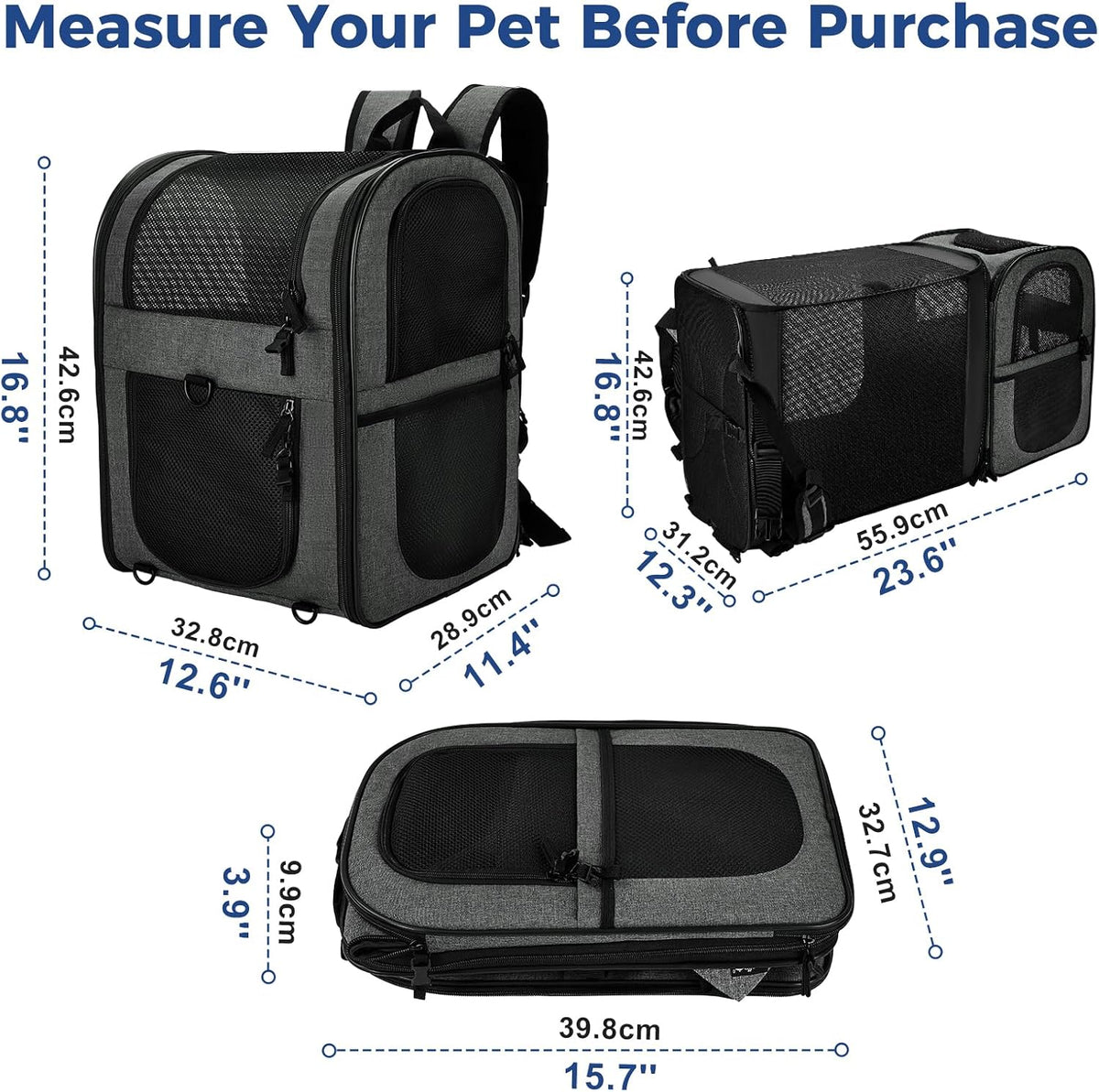 apollowalker-Expandable Cat Carrier Backpack for Small Dogs and Cats Up to 18 lb