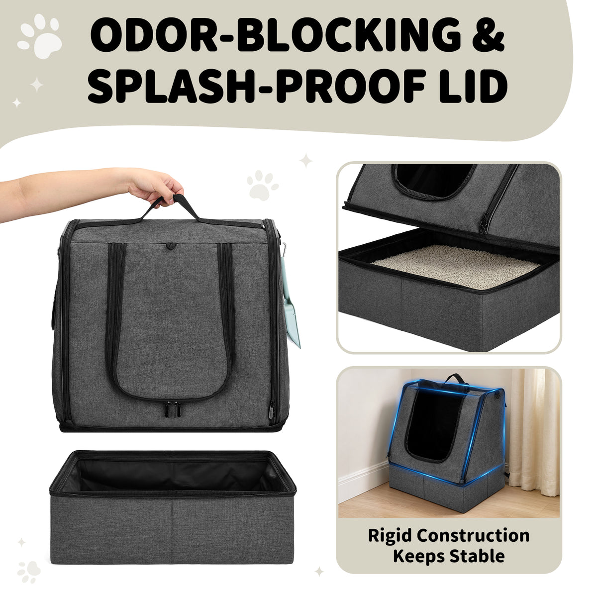 apollowalker-Portable Cat Litter Box with Waterproof Bag and Lid