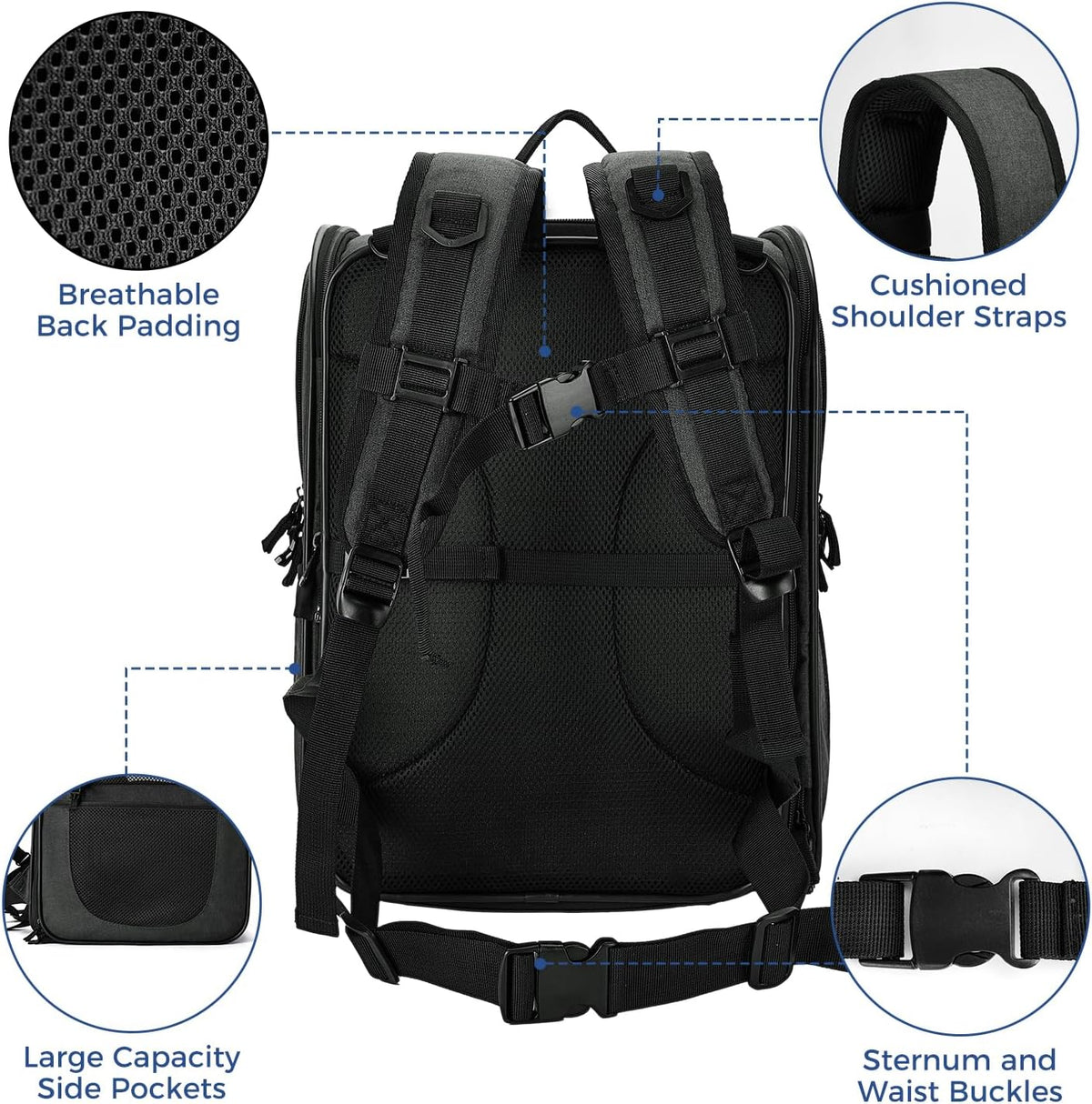 apollowalker-Expandable Cat Carrier Backpack for Small Dogs and Cats Up to 18 lb