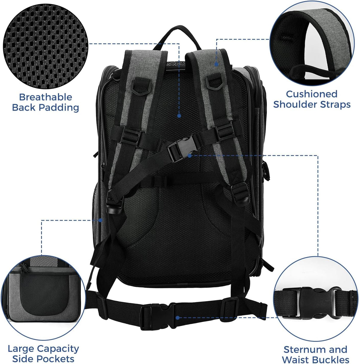 apollowalker-Expandable Cat Carrier Backpack for Small Dogs and Cats Up to 18 lb