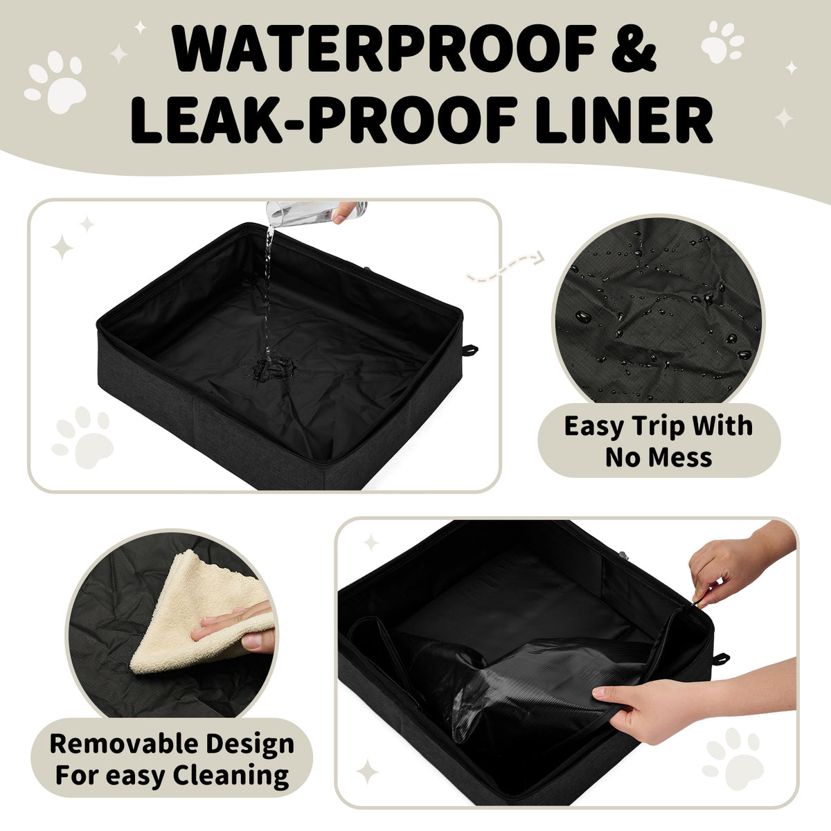 apollowalker-Portable Cat Litter Box with Waterproof Bag and Lid