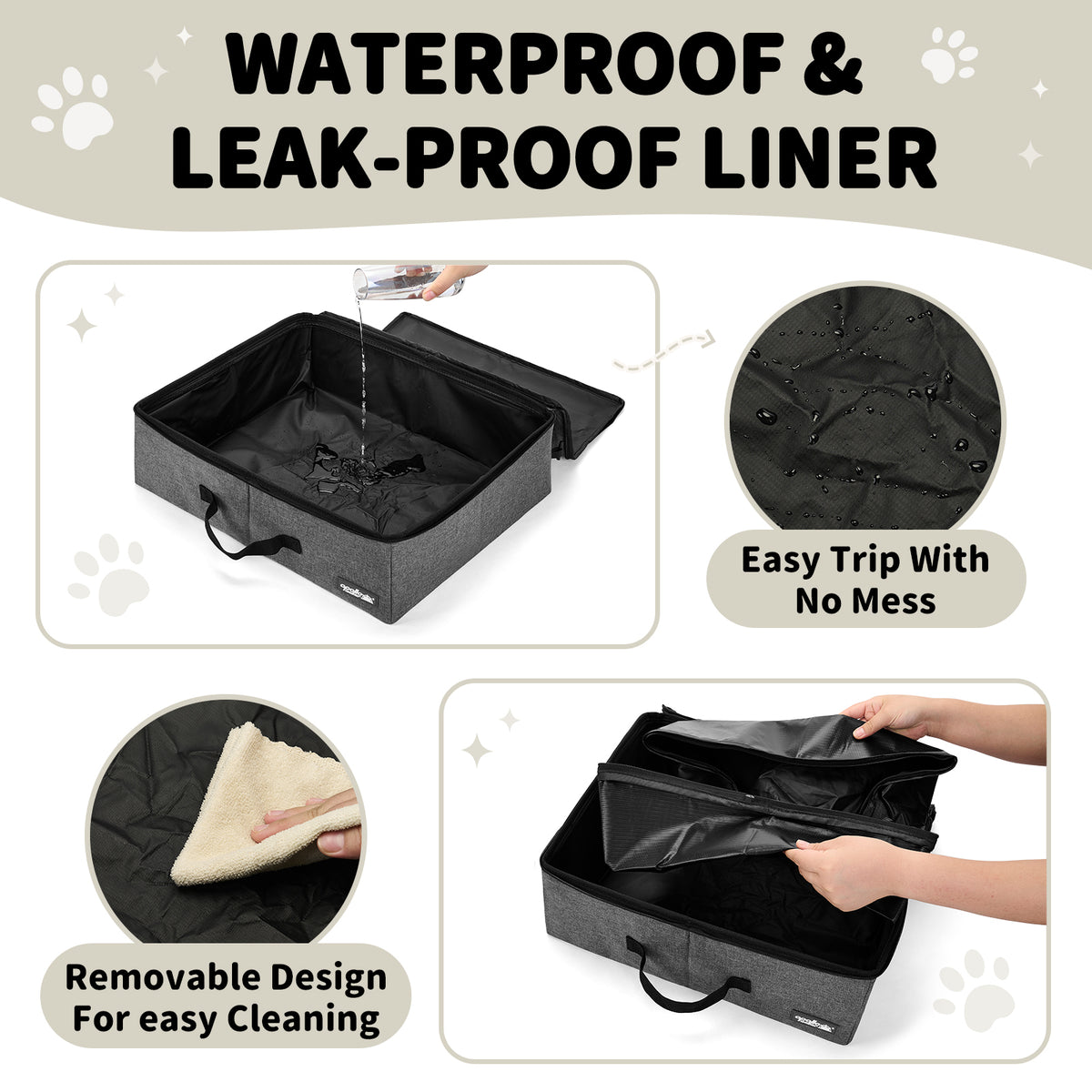 apollowalker-Portable Cat Litter Box with Waterproof Bag and Lid