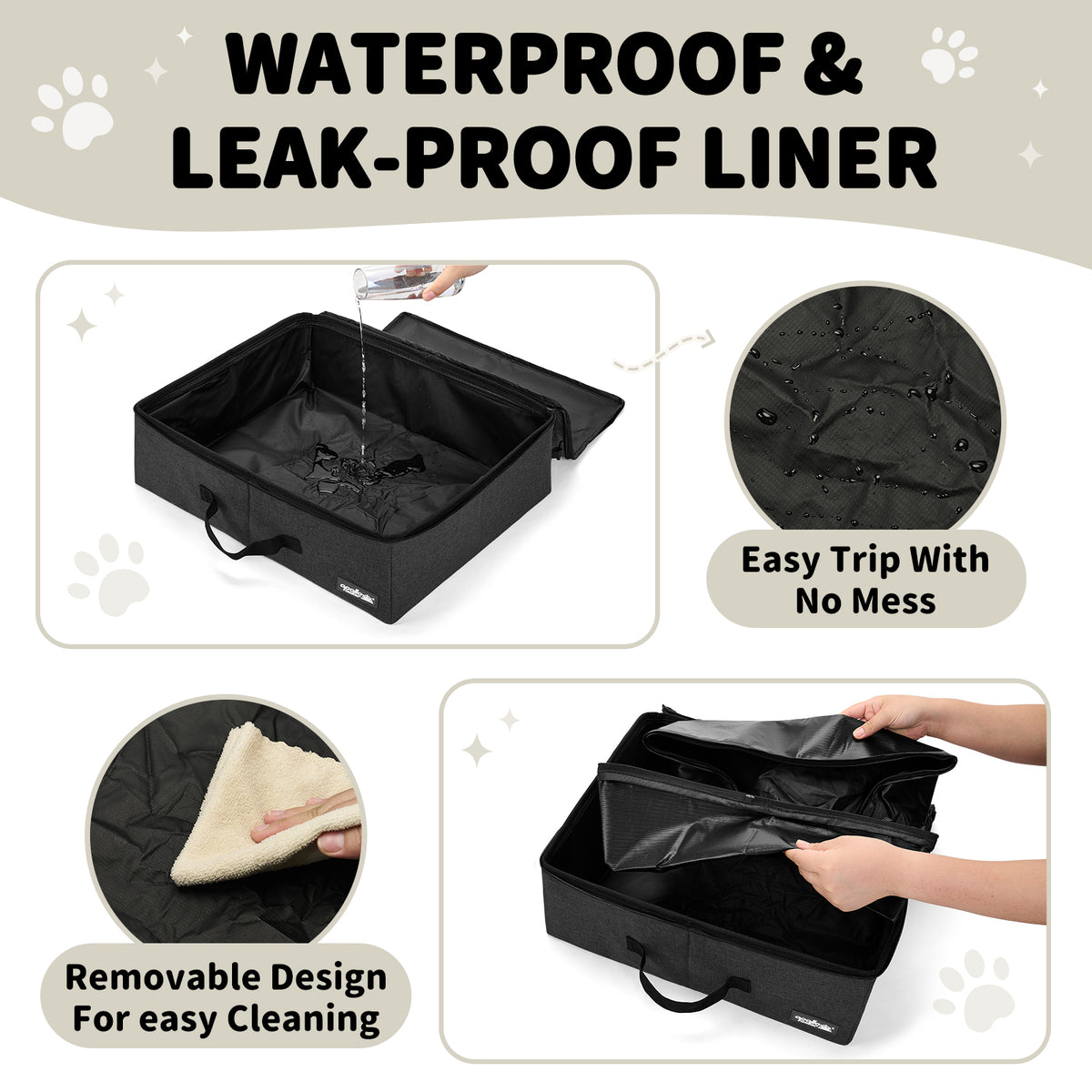 apollowalker-Portable Cat Litter Box with Waterproof Bag and Lid