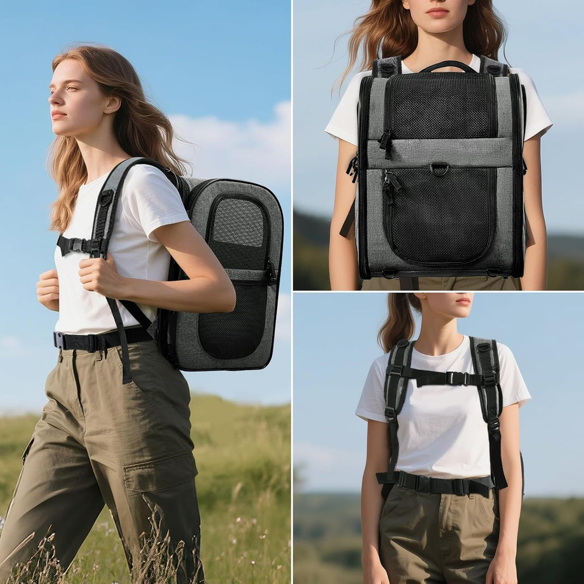apollowalker-Expandable Cat Carrier Backpack for Small Dogs and Cats Up to 18 lb