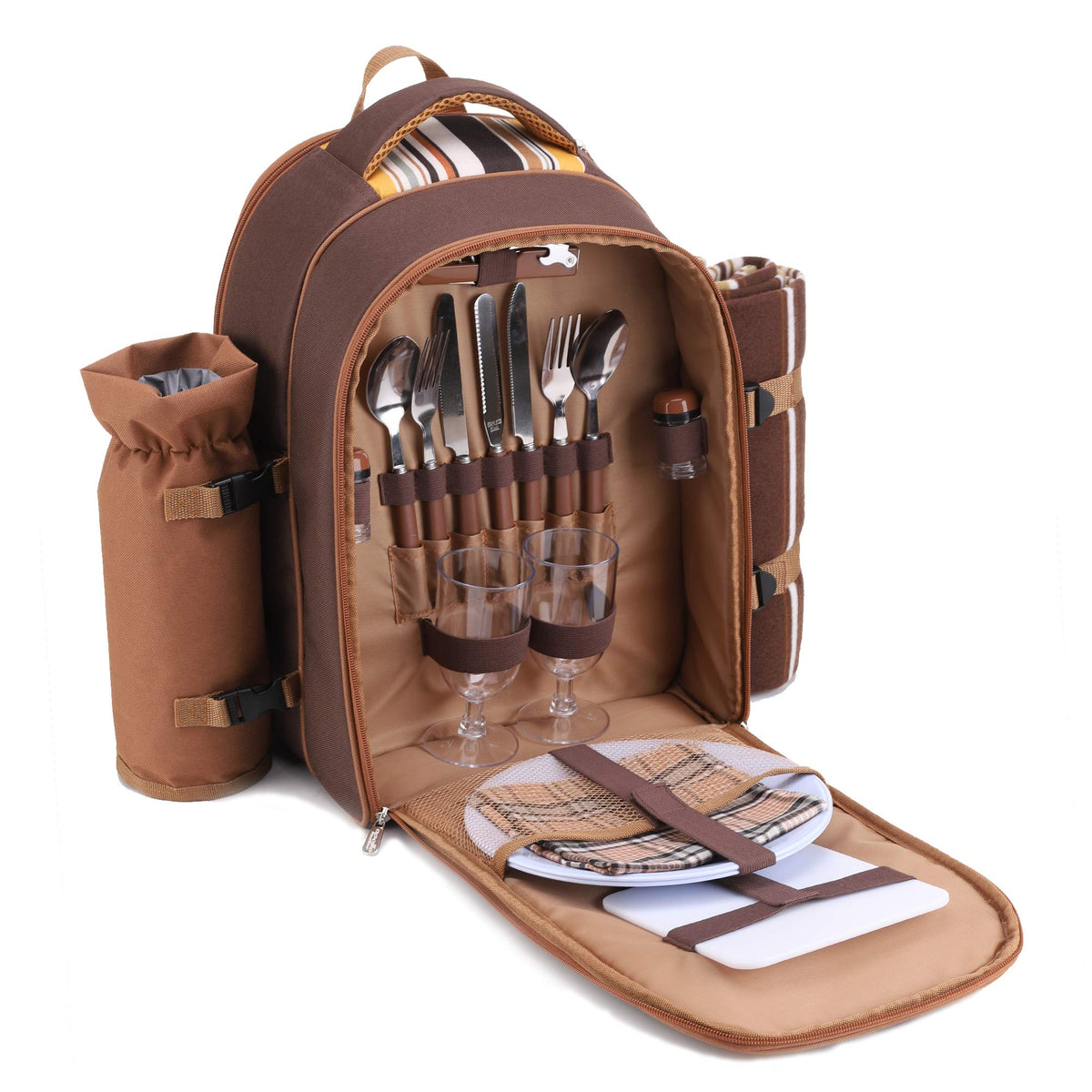 apollowalker-Picnic Backpack, 4-Person with Blanket & Wine, Family & Lovers Gift