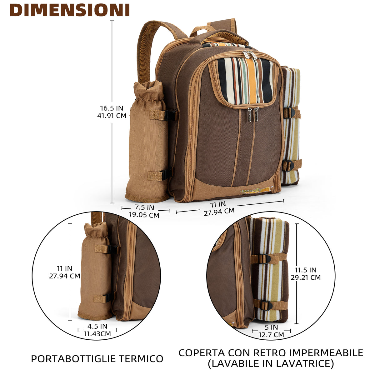 apollowalker-Picnic Backpack, 4-Person with Blanket & Wine, Family & Lovers Gift
